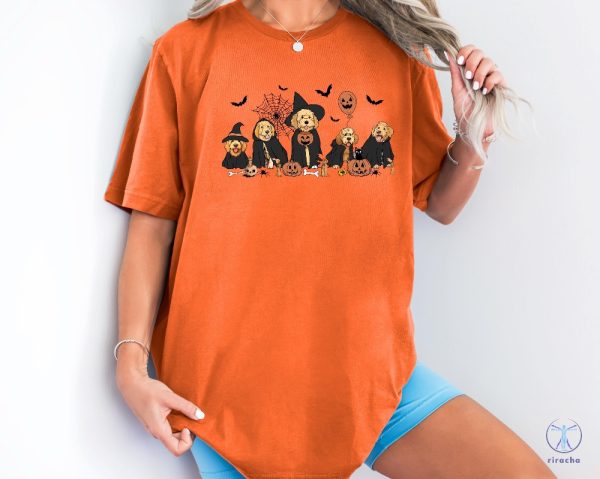 Ghost And Witch Goldendoodle Halloween Sweatshirt Ghost Goldendoodle Shirt Halloween Dog Shirt riracha 2