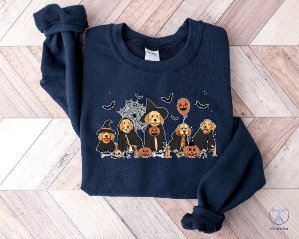 Ghost And Witch Goldendoodle Halloween Sweatshirt Ghost Goldendoodle Shirt Halloween Dog Shirt riracha 4