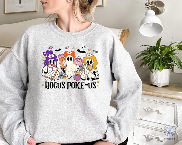 Hocus Poke Us Witch Nurse Halloween Shirt Medical Lab Tech Halloween Shirt Er Crew Shirt riracha 1