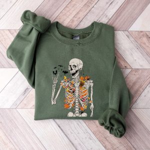 Fall Skeleton Sweatshirt Halloween Skeleton Shirt Halloween Gifts Halloween Women Sweater riracha 2