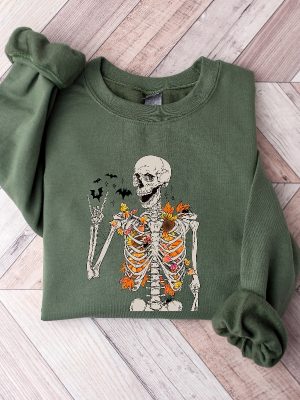 Fall Skeleton Sweatshirt Halloween Skeleton Shirt Halloween Gifts Halloween Women Sweater riracha 2