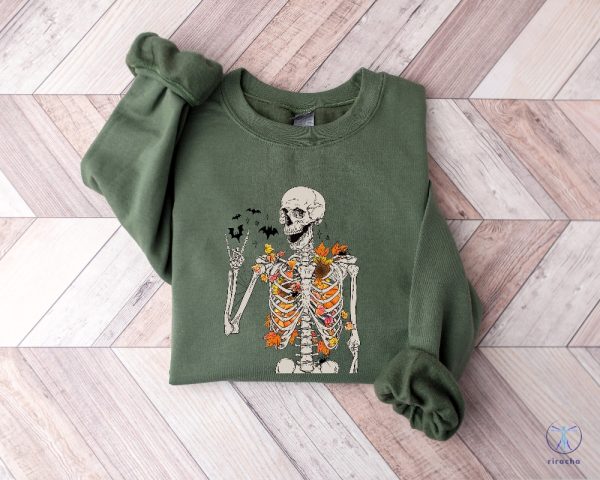 Fall Skeleton Sweatshirt Halloween Skeleton Shirt Halloween Gifts Halloween Women Sweater riracha 2