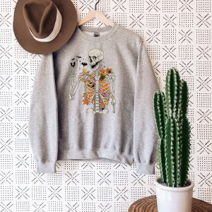 Fall Skeleton Sweatshirt Halloween Skeleton Shirt Halloween Gifts Halloween Women Sweater riracha 5