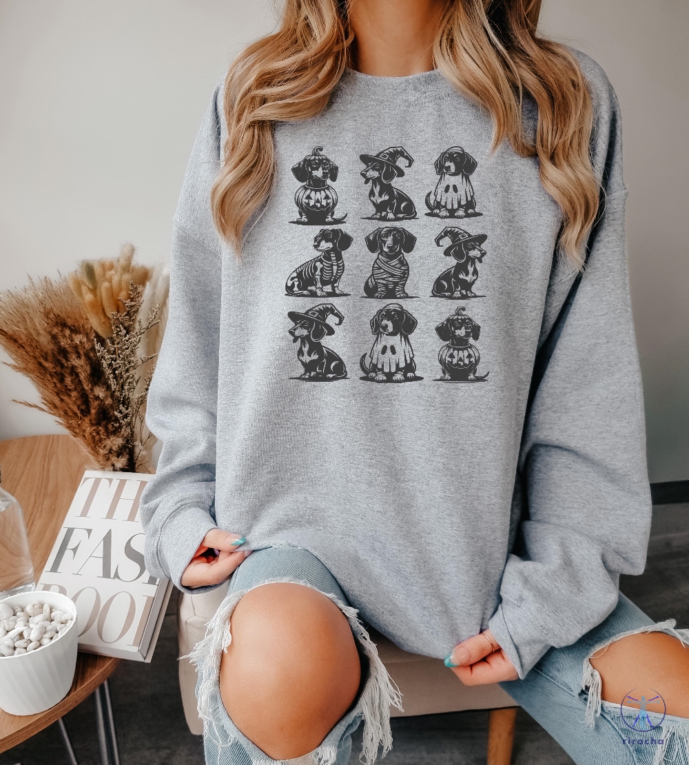 Dachshund Halloween Sweatshirt Dachshund Halloween Dachshund Mom Happy Halloweenie Shirt