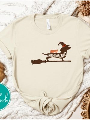 Gifts For Dog Lovers Happy Halloweenie Dachshund Witch Hat Spooky Dog Shirt Happy Halloweenie Shirt riracha 2