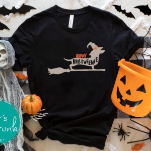 Gifts For Dog Lovers Happy Halloweenie Dachshund Witch Hat Spooky Dog Shirt Happy Halloweenie Shirt riracha 3