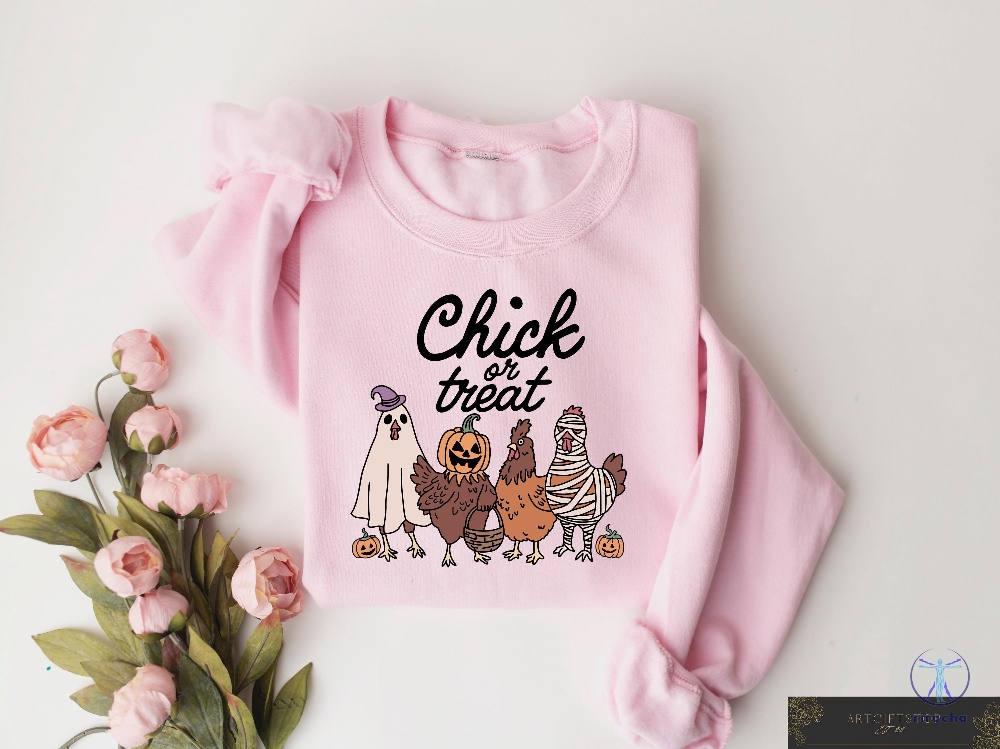 Halloween Chick Or Treat Sweatshirt Halloween Chicken Tshirt Chick Or Treat Shirt Chick Or Treat T Shirt