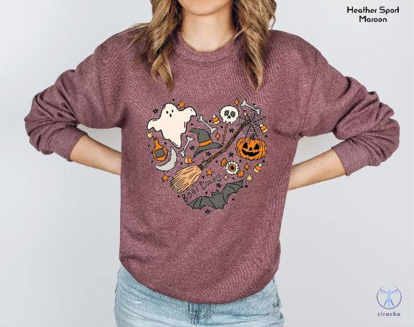 Halloween Heart Sweatshirt Halloween Boo Shirt Ghost Sweatshirt Halloween Gift Halloween Costume riracha 1