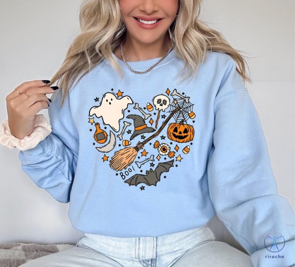 Halloween Heart Sweatshirt Halloween Boo Shirt Ghost Sweatshirt Halloween Gift Halloween Costume riracha 2