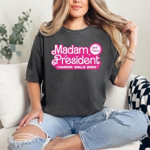 Madam President And Tim Shirt Kamala Harris Shirt Harris Walz 2024 Female President Shirt riracha 3