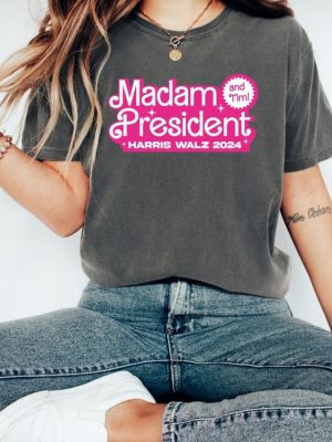 Madam President And Tim Shirt Kamala Harris Shirt Harris Walz 2024 Female President Shirt riracha 5