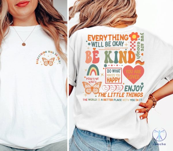 Everything Will Be Okay Shirt Aesthetic Mental Health Retro Shirt Self Growth Shirt riracha 1