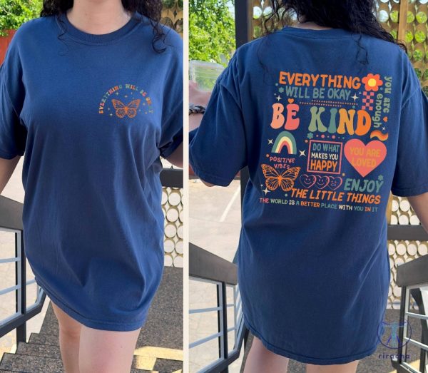 Everything Will Be Okay Shirt Aesthetic Mental Health Retro Shirt Self Growth Shirt riracha 2