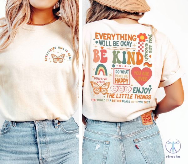 Everything Will Be Okay Shirt Aesthetic Mental Health Retro Shirt Self Growth Shirt riracha 5