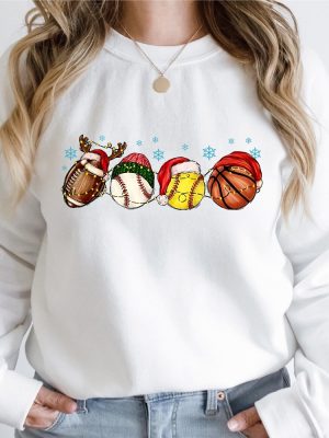 Sport Balls Christmas Lights Sweatshirt Football Baseball Basketball Christmas Hat T Shirt riracha 4