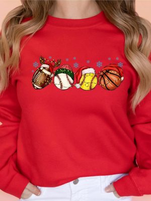 Sport Balls Christmas Lights Sweatshirt Football Baseball Basketball Christmas Hat T Shirt riracha 5