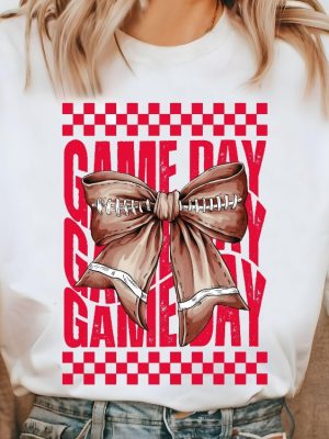 Game Day Football Shirt Team Mascot Tshirt Gameday Shirt Red Coquette Bow Tee riracha 2