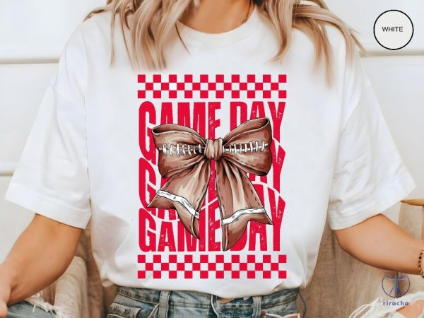 Game Day Football Shirt Team Mascot Tshirt Gameday Shirt Red Coquette Bow Tee riracha 2