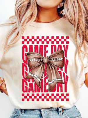 Game Day Football Shirt Team Mascot Tshirt Gameday Shirt Red Coquette Bow Tee riracha 4