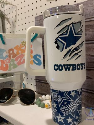 Dallas Cowboys 40Oz Tumbler With Handle Dallas Football Tumbler Cowboys Fan riracha 2