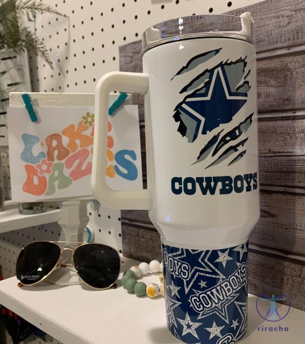 Dallas Cowboys 40Oz Tumbler With Handle Dallas Football Tumbler Cowboys Fan riracha 2