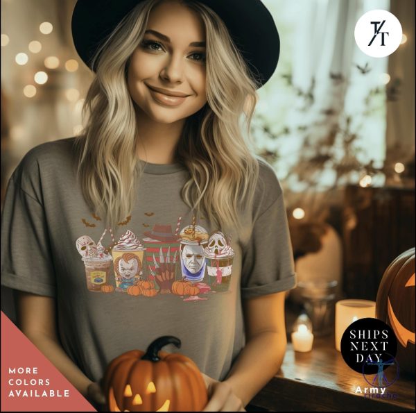 Halloween Horror Characters Coffee Shirt Coffee Cups Shirt Horror Character riracha 1