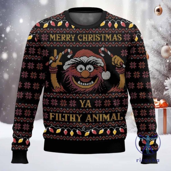 The Muppets Merry Christmas Filthy Animal Ugly Sweater The Muppets Merry Christmas Filthy Animal Sweatshirt riracha 1