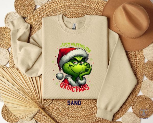 Just Waiting For Grinch Sweatshirt Ew People Grinch Shirt Grinch Sweater Best Grinch Sweaters riracha 1