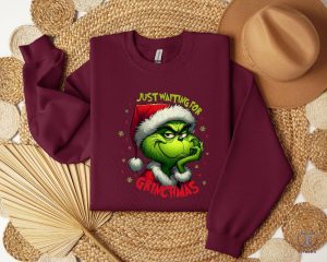 Just Waiting For Grinch Sweatshirt Ew People Grinch Shirt Grinch Sweater Best Grinch Sweaters riracha 2