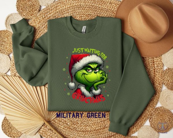 Just Waiting For Grinch Sweatshirt Ew People Grinch Shirt Grinch Sweater Best Grinch Sweaters riracha 3