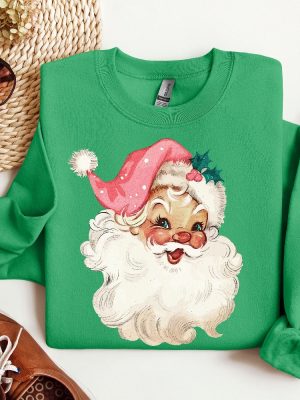 Pink Santa Retro Christmas Shirt Sweatshirts Pink Christmas Sweater Pink Santa Shirt riracha 2