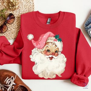 Pink Santa Retro Christmas Shirt Sweatshirts Pink Christmas Sweater Pink Santa Shirt riracha 4