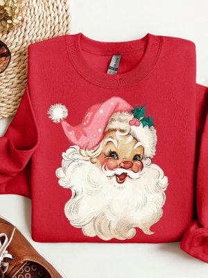 Pink Santa Retro Christmas Shirt Sweatshirts Pink Christmas Sweater Pink Santa Shirt riracha 4