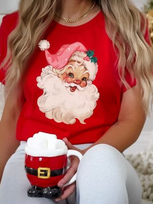 Pink Santa Retro Christmas Shirt Sweatshirts Pink Christmas Sweater Pink Santa Shirt riracha 6