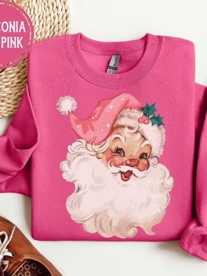 Pink Santa Retro Christmas Shirt Sweatshirts Pink Christmas Sweater Pink Santa Shirt riracha 7