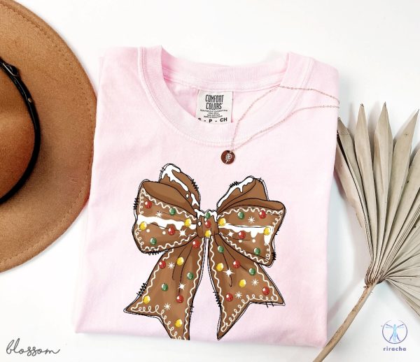 Christmas Gingerbread Shirt Christmas Bow Shirt Coquette Christmas Tee Christmas Gingerbread T Shirt riracha 1