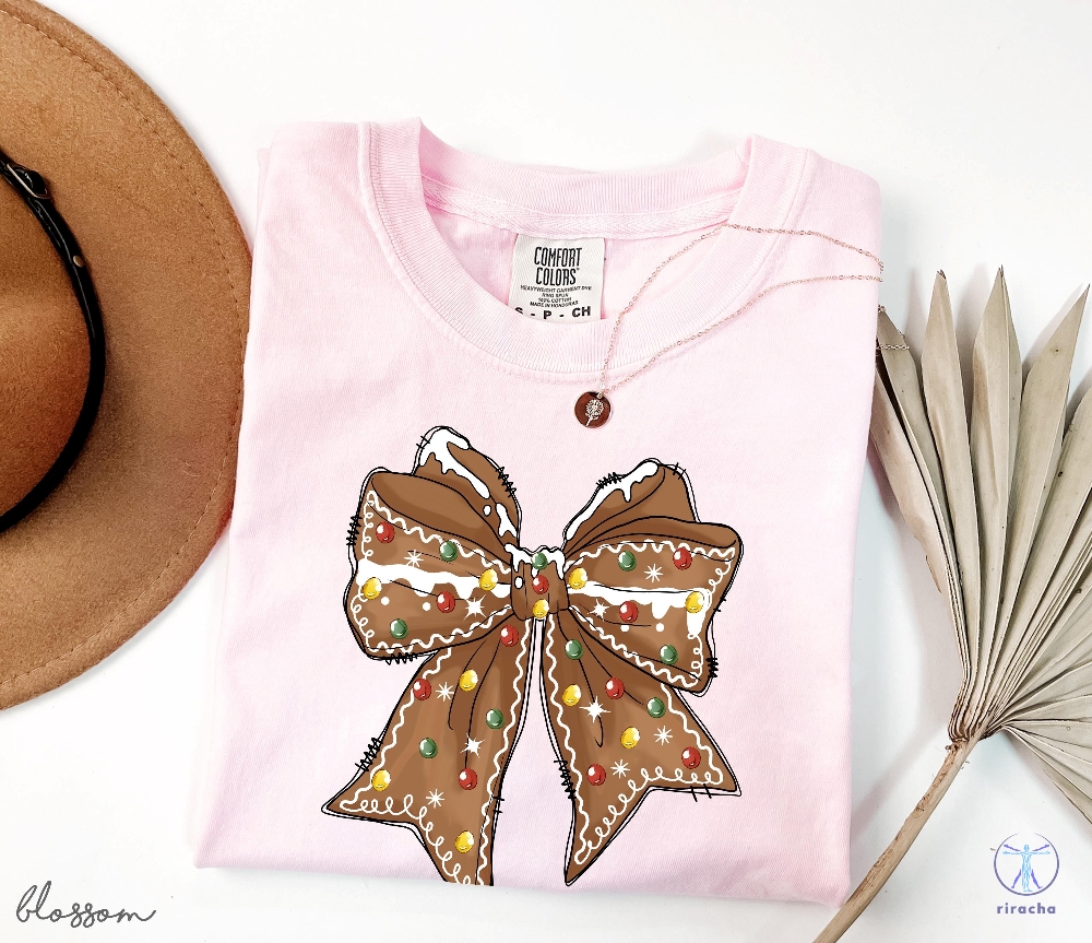 Christmas Gingerbread Shirt Christmas Bow Shirt Coquette Christmas Tee Christmas Gingerbread T Shirt