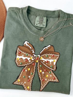 Christmas Gingerbread Shirt Christmas Bow Shirt Coquette Christmas Tee Christmas Gingerbread T Shirt riracha 4