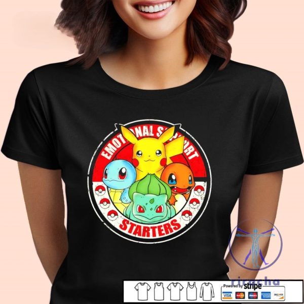 Emotional Support Starters Pokemons Shirt The Starters Pokemon Shirt Hoodie Sweatshirt riracha 2