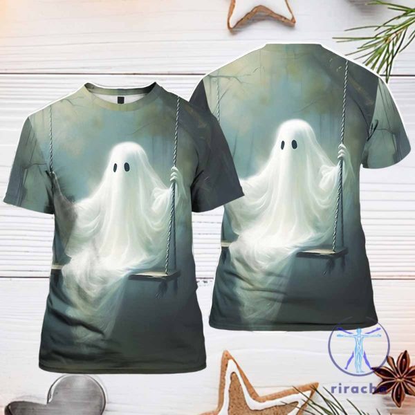 Halloween Ghost Sitting On The Swing Shirt 3D All Over Printed Shirt Hoodie Sweatshirt riracha 1