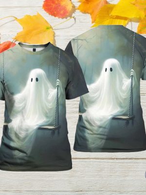 Halloween Ghost Sitting On The Swing Shirt 3D All Over Printed Shirt Hoodie Sweatshirt riracha 2