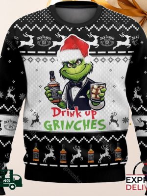 Drink Up Grinches Jack Daniels Ugly Christmas Sweater Jack Daniels Shirt Hoodie Sweatshirt riracha 2