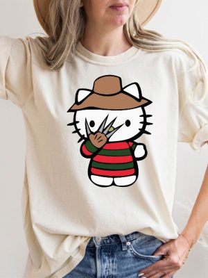 Hello Kitty Freddy Krueger T Shirt Halloween Hello Movie Kitty Shirt Kitty Horror Movie Villains Kitty Scary Movie Hello Kitty Halloween Shirt Hoodie riracha 2