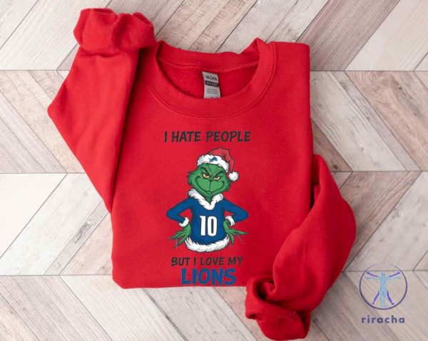 I Hate People But I Love My Lions Shirt Detroit Lions Grinchmas Sweatshirt Grinchmas Detroit Lions Hoodie Football Santa Shirt Hoodie Sweatshirt riracha 1