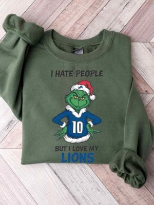 I Hate People But I Love My Lions Shirt Detroit Lions Grinchmas Sweatshirt Grinchmas Detroit Lions Hoodie Football Santa Shirt Hoodie Sweatshirt riracha 2