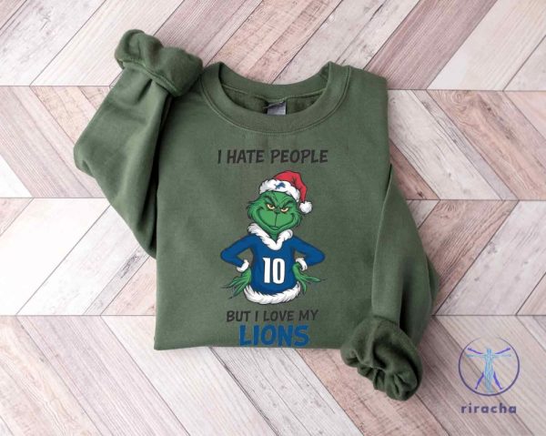 I Hate People But I Love My Lions Shirt Detroit Lions Grinchmas Sweatshirt Grinchmas Detroit Lions Hoodie Football Santa Shirt Hoodie Sweatshirt riracha 2