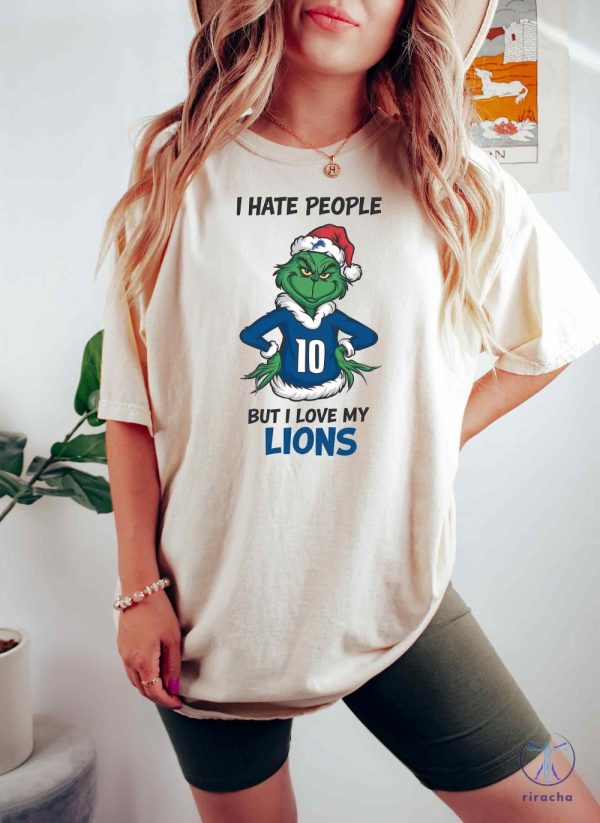 I Hate People But I Love My Lions Shirt Detroit Lions Grinchmas Sweatshirt Grinchmas Detroit Lions Hoodie Football Santa Shirt Hoodie Sweatshirt riracha 4