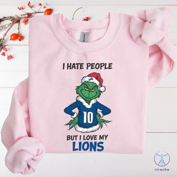 I Hate People But I Love My Lions Shirt Detroit Lions Grinchmas Sweatshirt Grinchmas Detroit Lions Hoodie Football Santa Shirt Hoodie Sweatshirt riracha 5