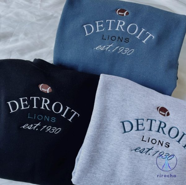 Detroit Lions Embroidered Sweatshirt Shirt Hoodie Detroit Football Game Day Football Shirt Gift riracha 1