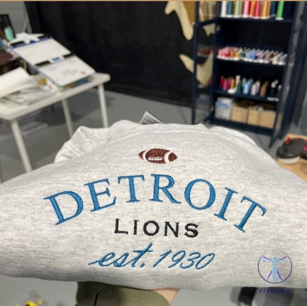 Detroit Lions Embroidered Sweatshirt Shirt Hoodie Detroit Football Game Day Football Shirt Gift riracha 2